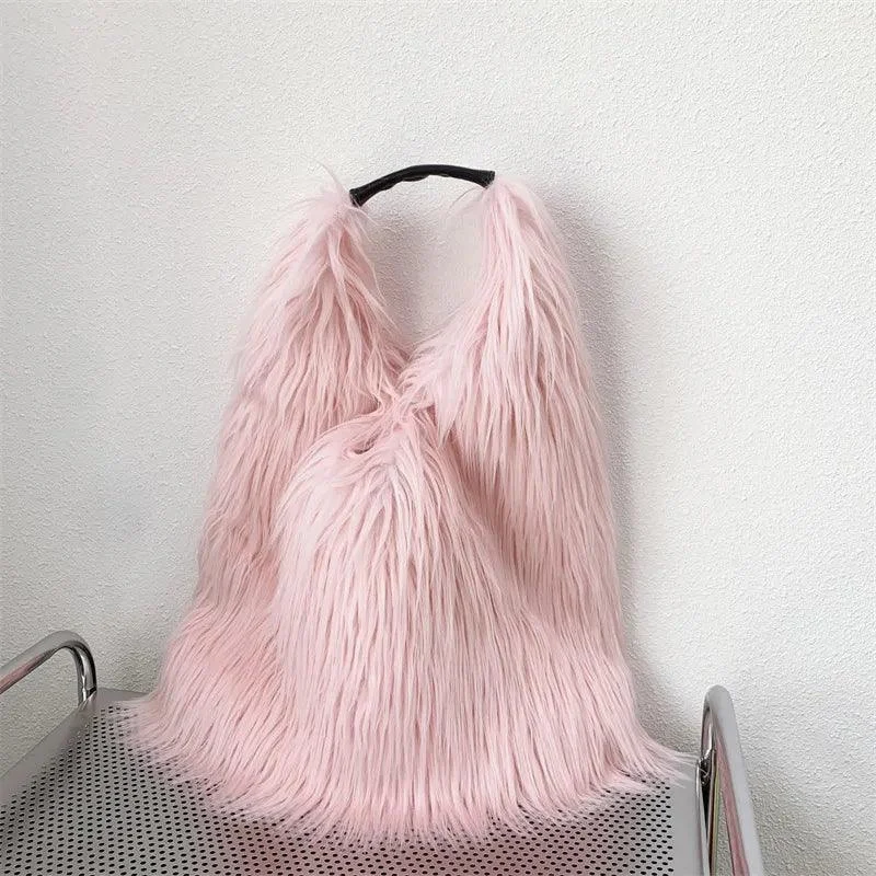 Shaggy Faux Fur Jumbo Hobo Bags - Glova