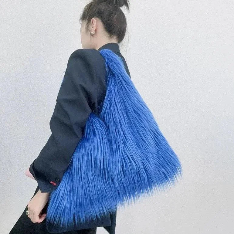 Shaggy Faux Fur Jumbo Hobo Bags - Glova