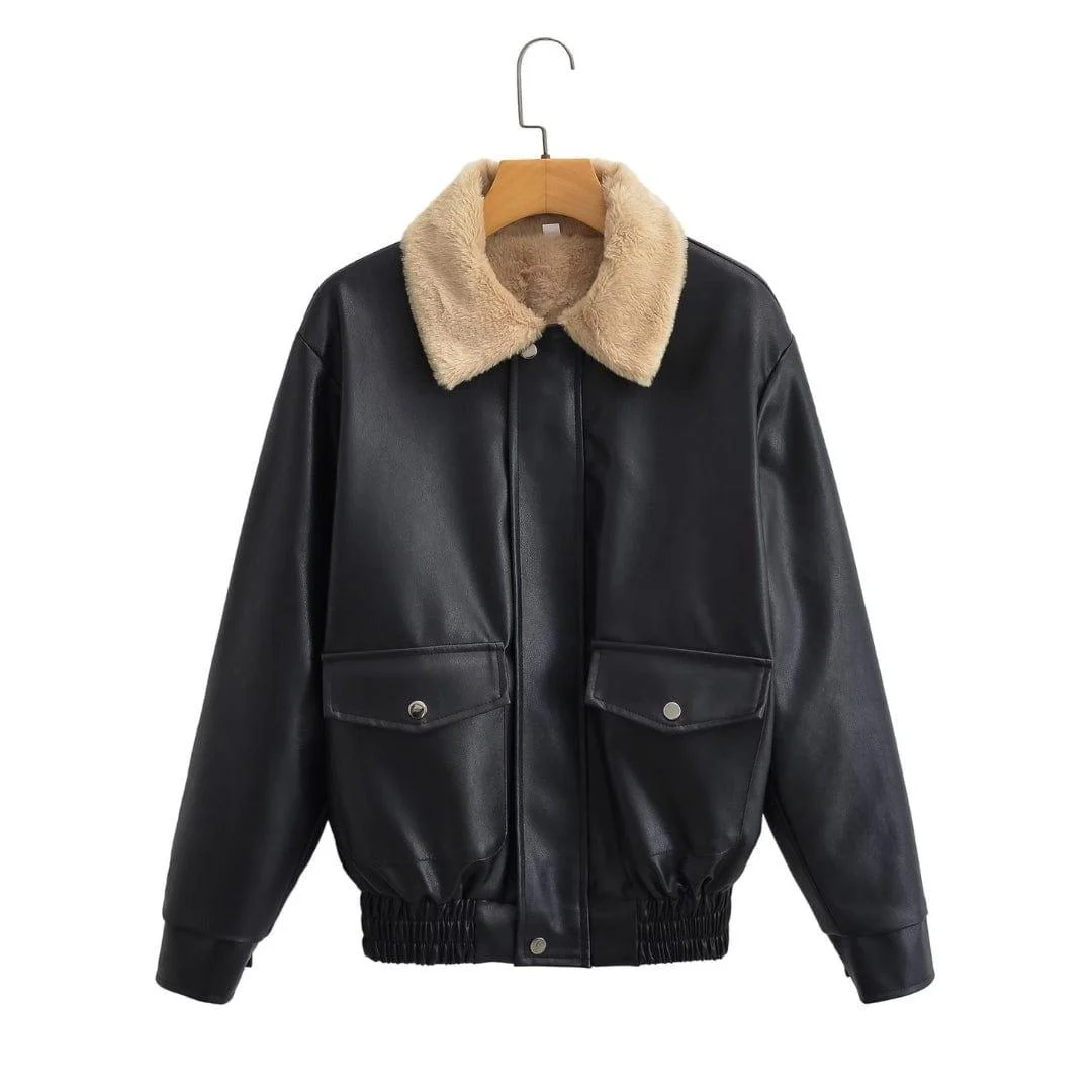 Shearling Biker Leather Jacket - Glova