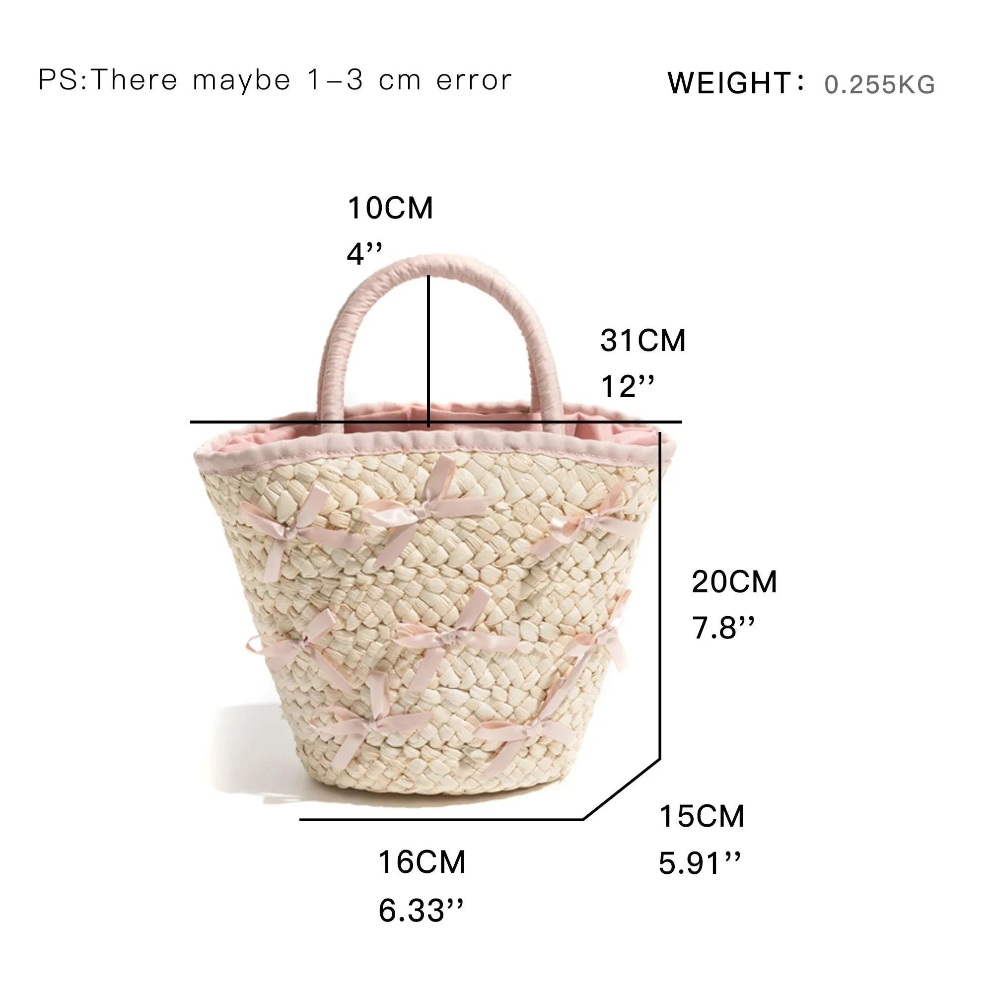 Shelby Bow Knot Applique Straw Totes - Glova