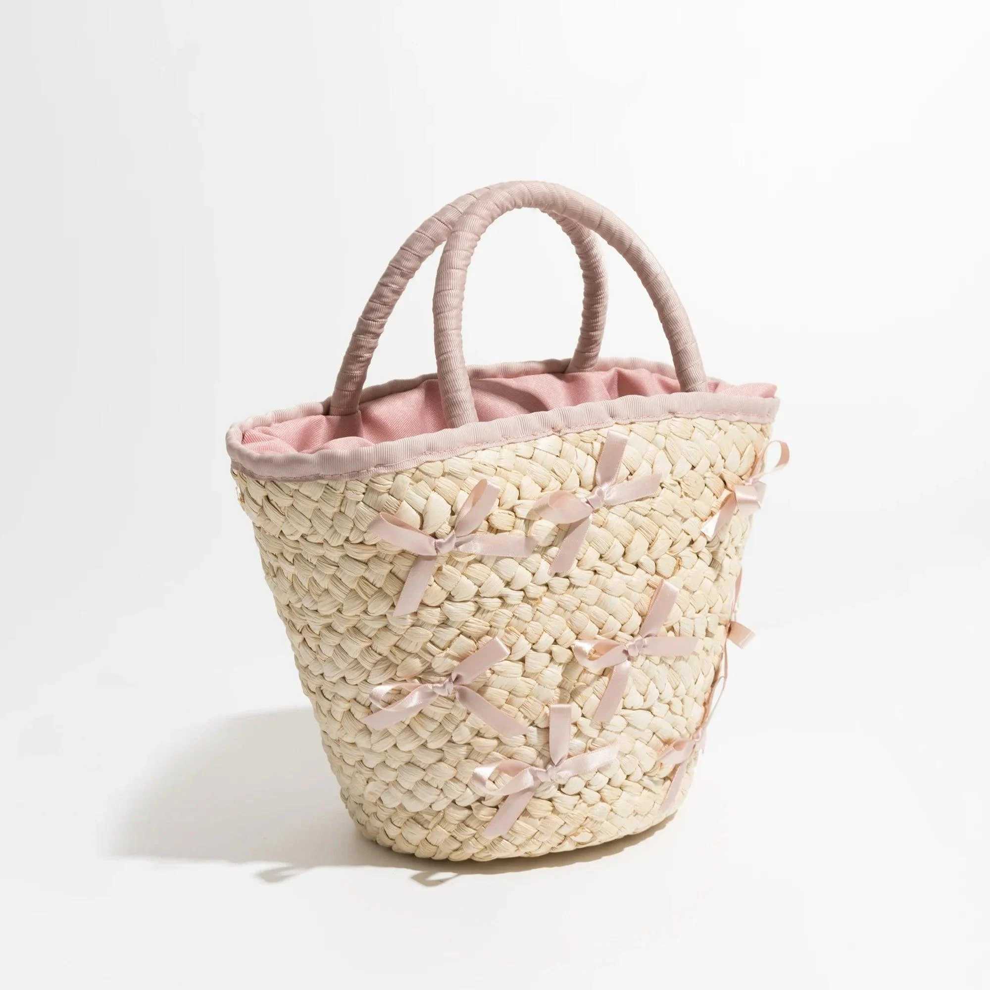 Shelby Bow Knot Applique Straw Totes - Glova