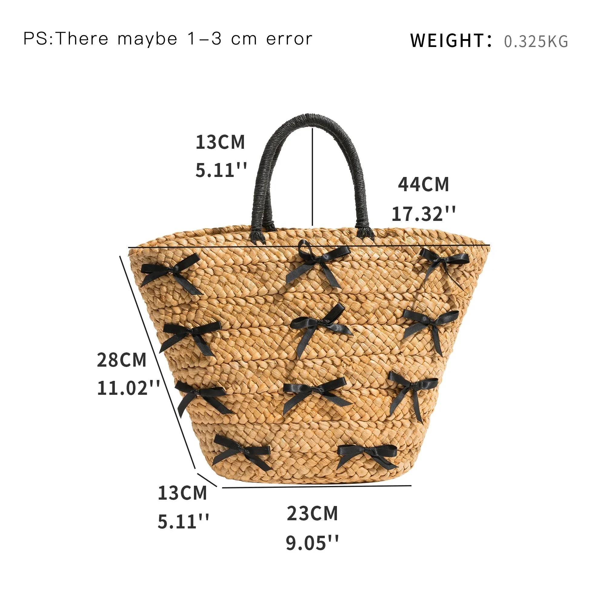 Shelby Bow Knot Applique Straw Totes - Glova