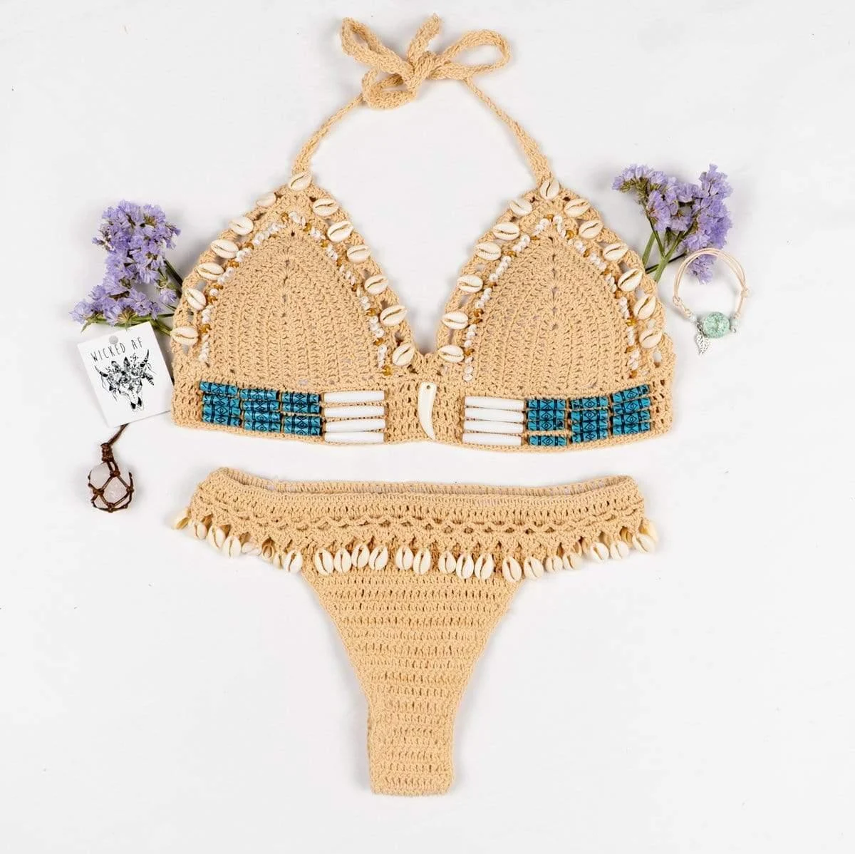 SHELL CROCHET TRIANGLE BIKINI SET - Glova