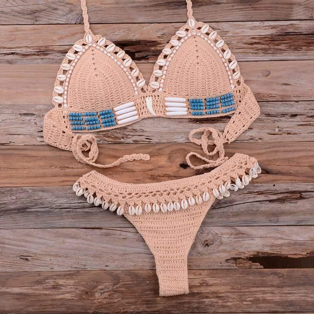 SHELL CROCHET TRIANGLE BIKINI SET - Glova