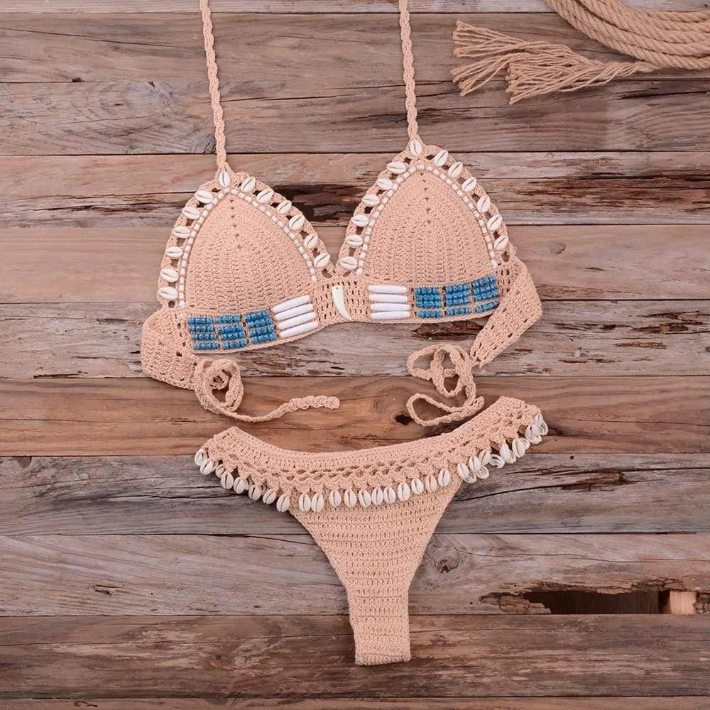 SHELL CROCHET TRIANGLE BIKINI SET - Glova