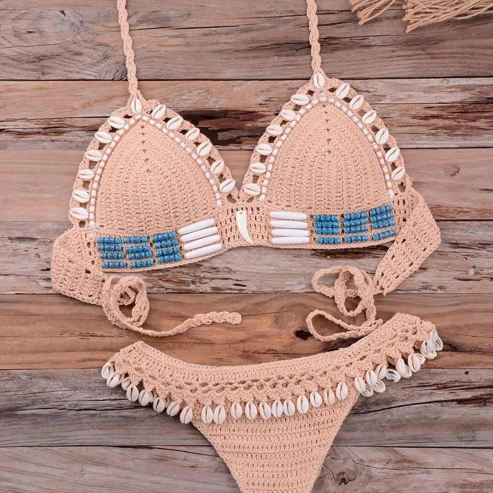 SHELL CROCHET TRIANGLE BIKINI SET - Glova