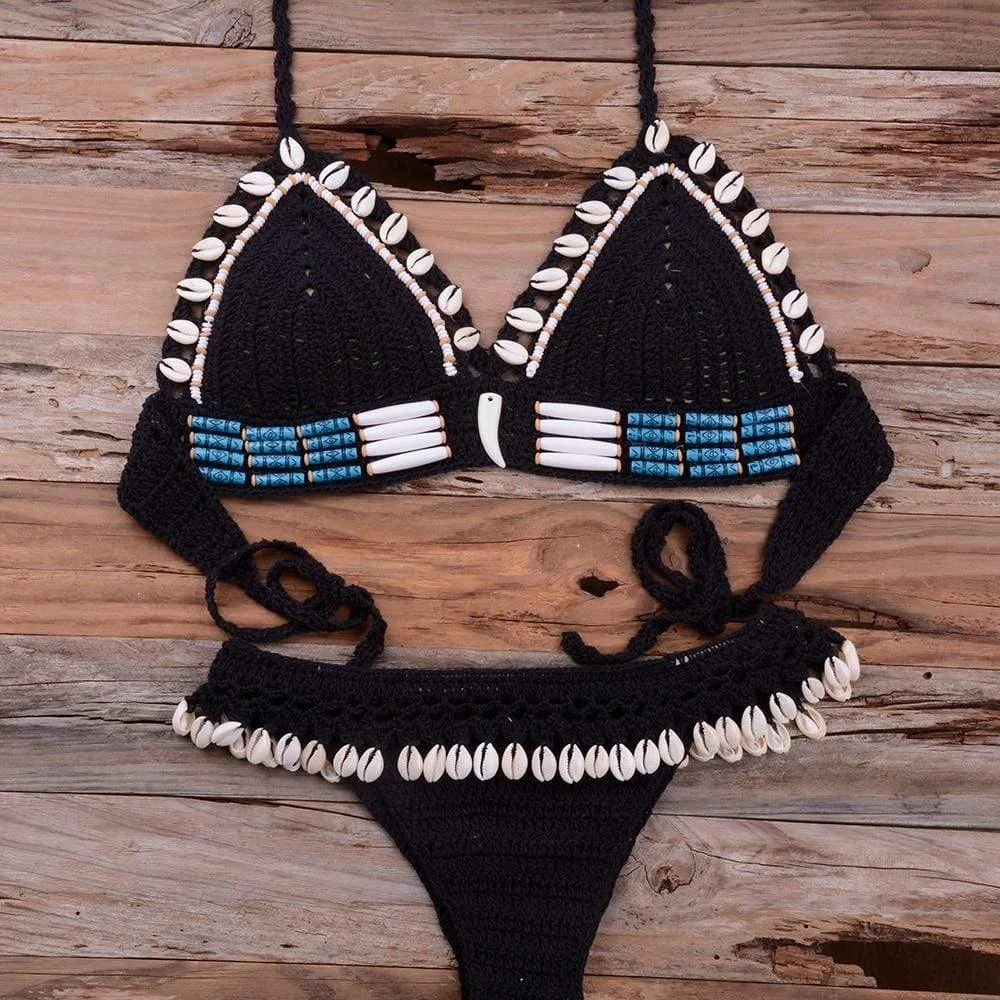 SHELL CROCHET TRIANGLE BIKINI SET - Glova