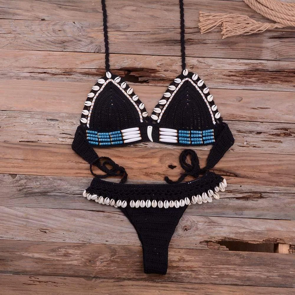 SHELL CROCHET TRIANGLE BIKINI SET - Glova