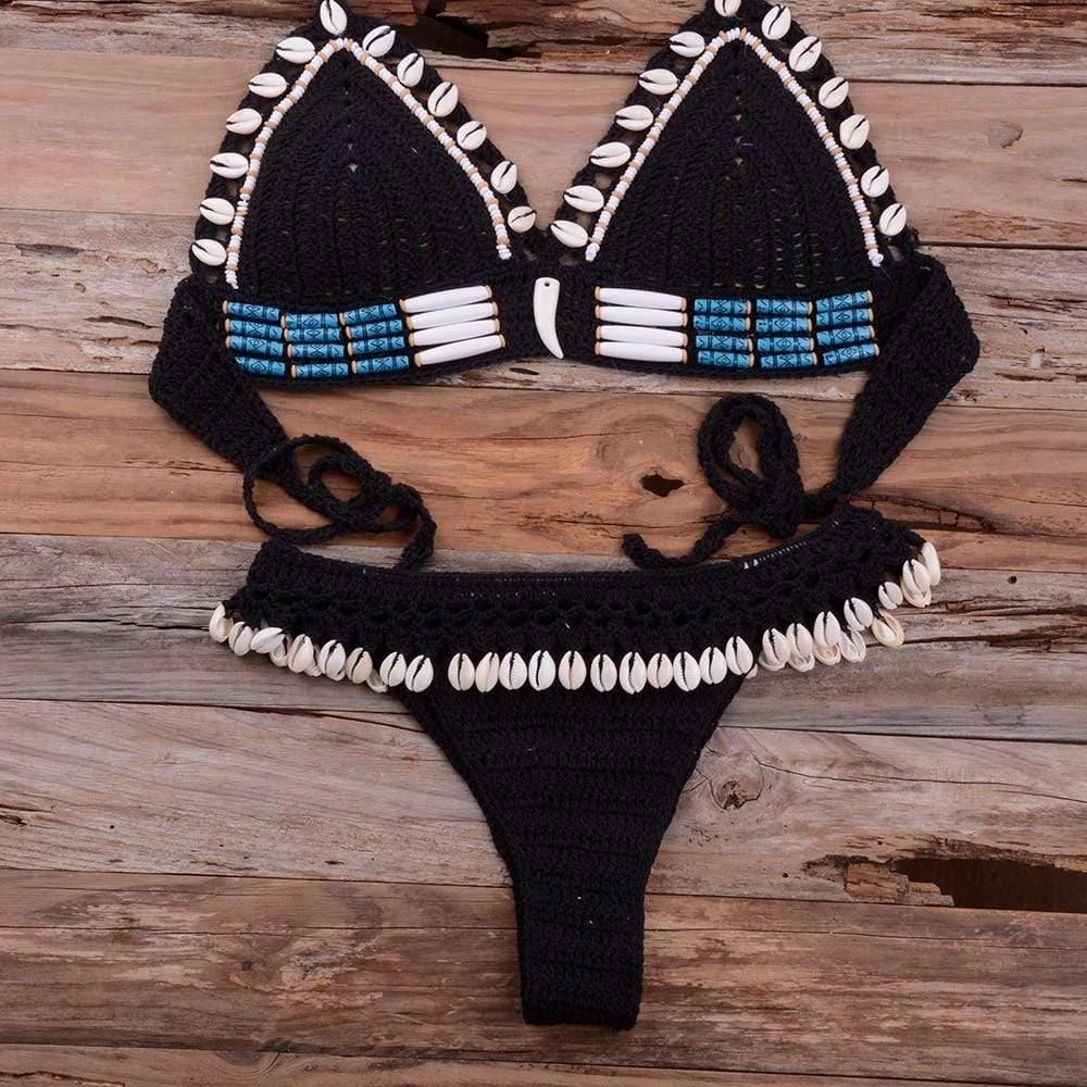 SHELL CROCHET TRIANGLE BIKINI SET - Glova