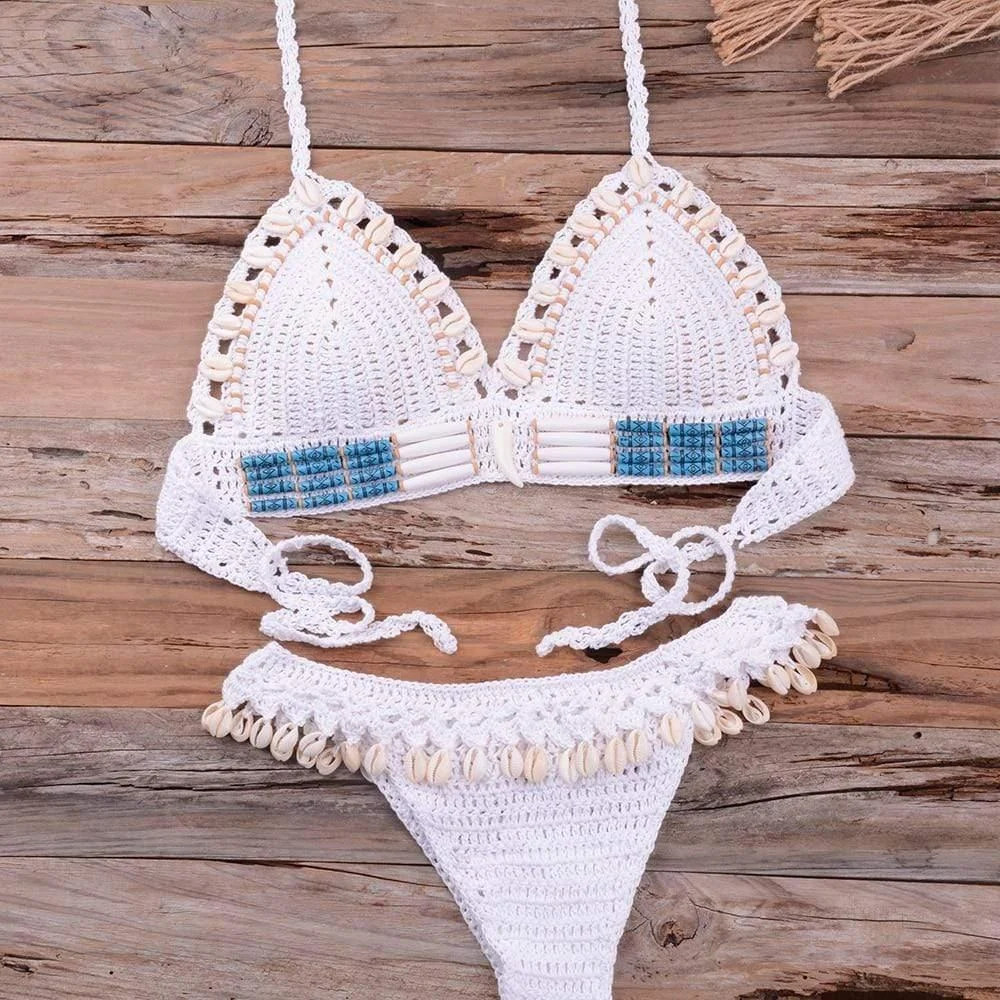 SHELL CROCHET TRIANGLE BIKINI SET - Glova