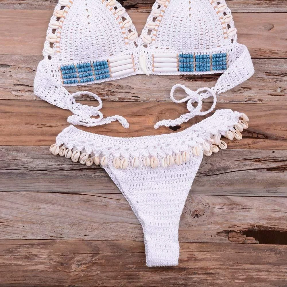 SHELL CROCHET TRIANGLE BIKINI SET - Glova