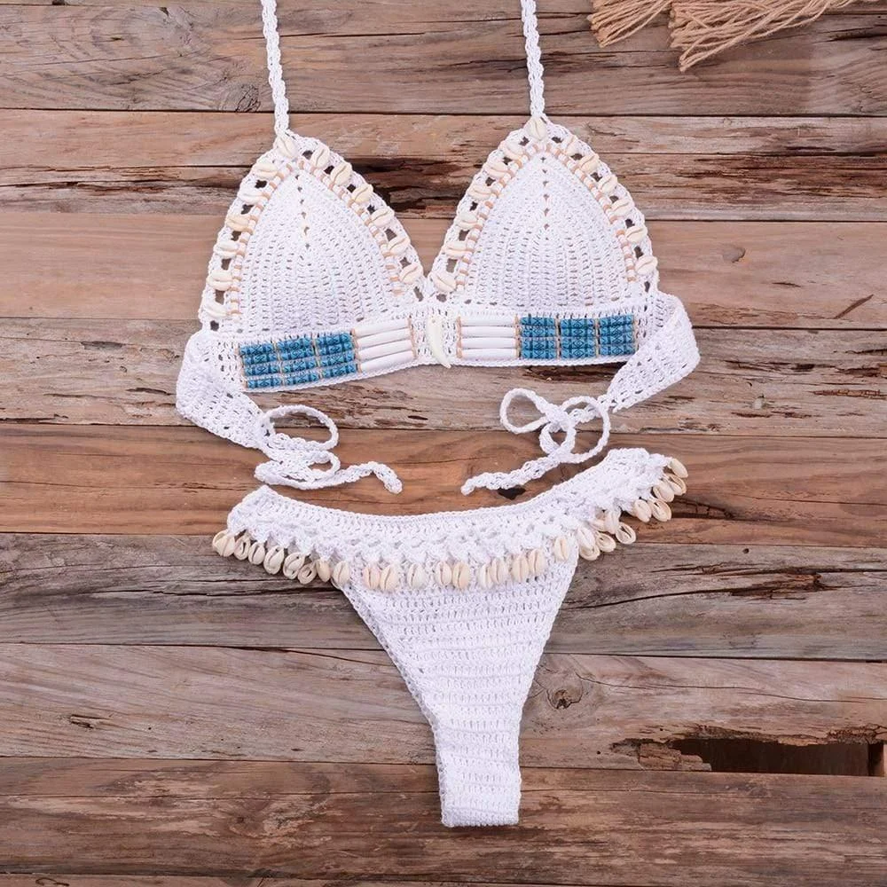 SHELL CROCHET TRIANGLE BIKINI SET - Glova