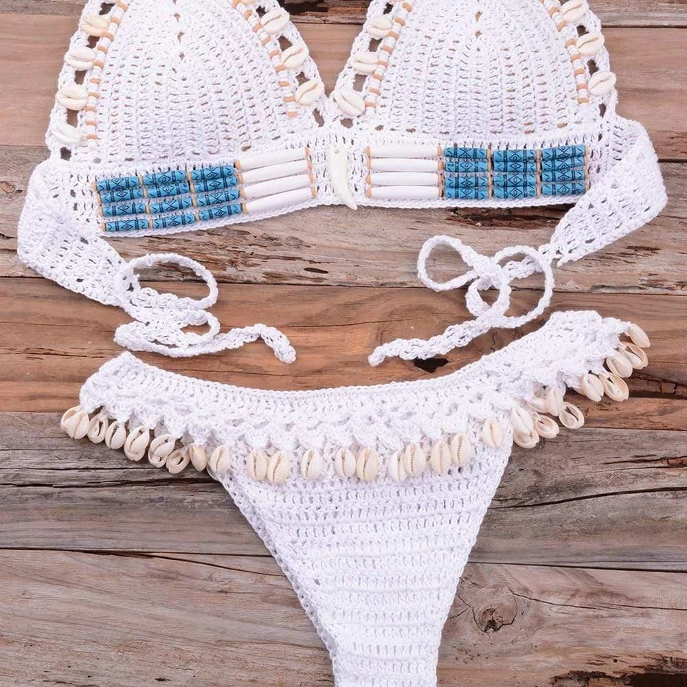 SHELL CROCHET TRIANGLE BIKINI SET - Glova