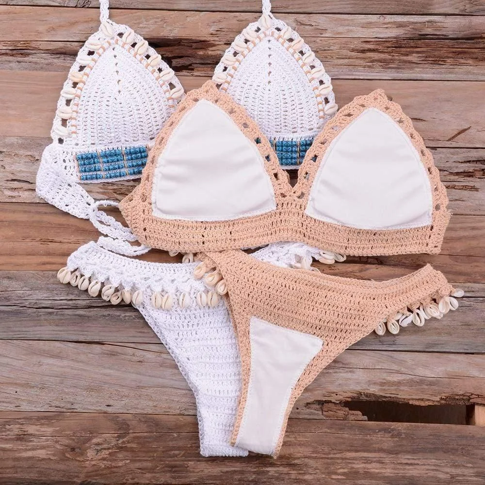 SHELL CROCHET TRIANGLE BIKINI SET - Glova