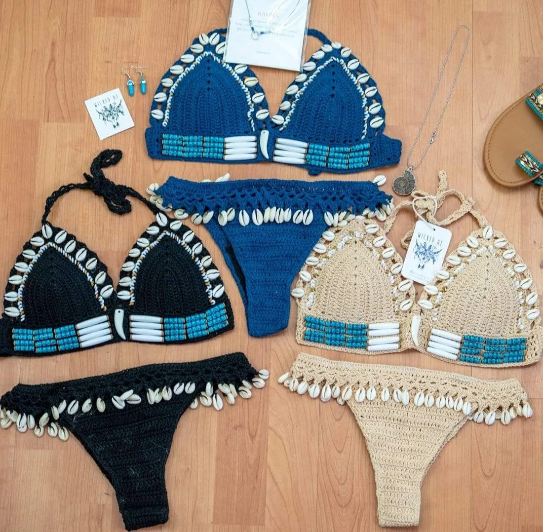 SHELL CROCHET TRIANGLE BIKINI SET - Glova