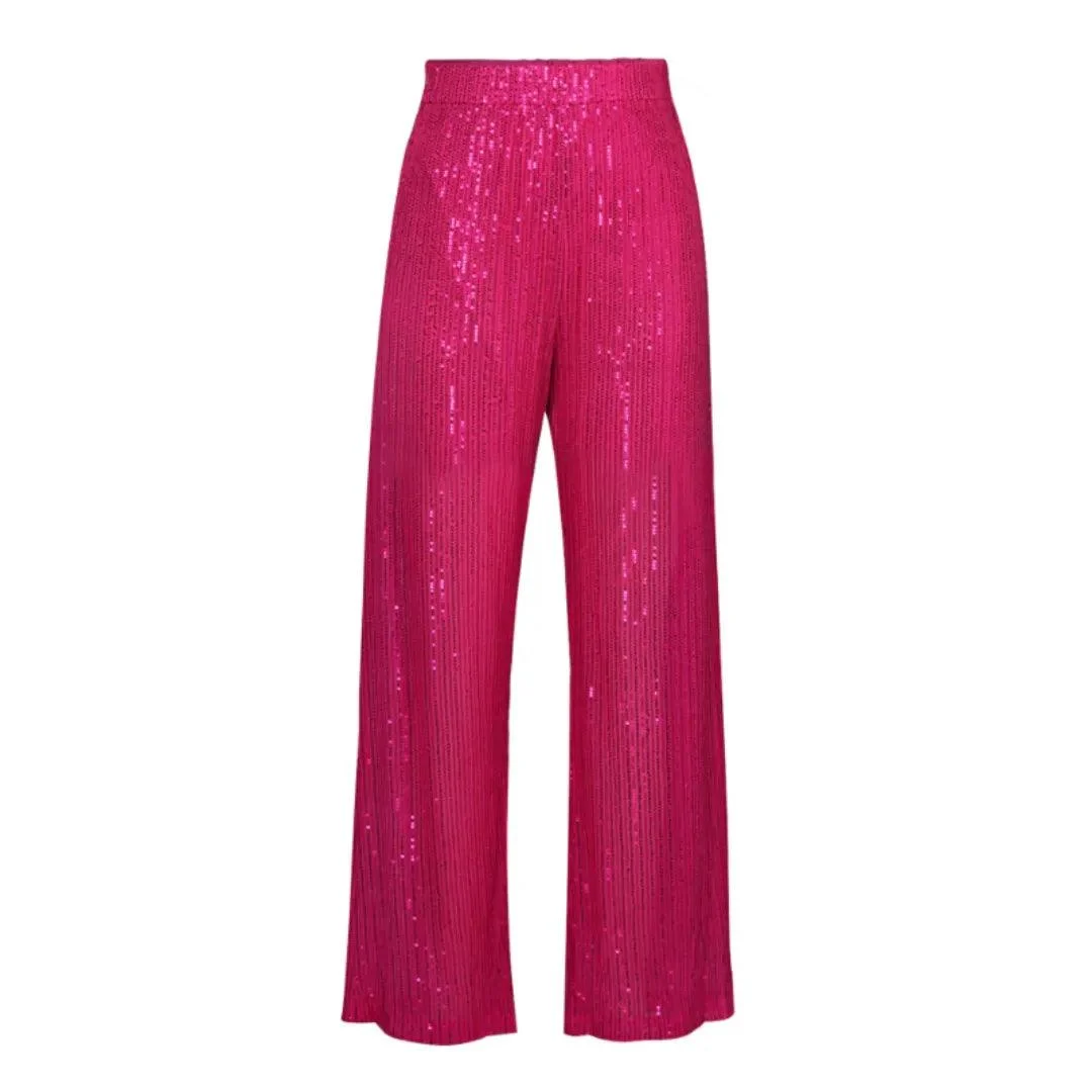 Shona Metallic Sequin Wide Leg Pants - Glova