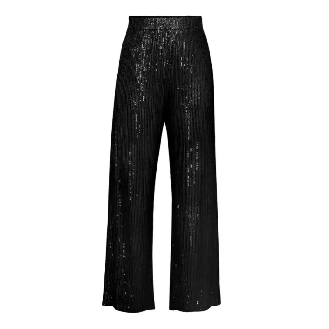 Shona Metallic Sequin Wide Leg Pants - Glova