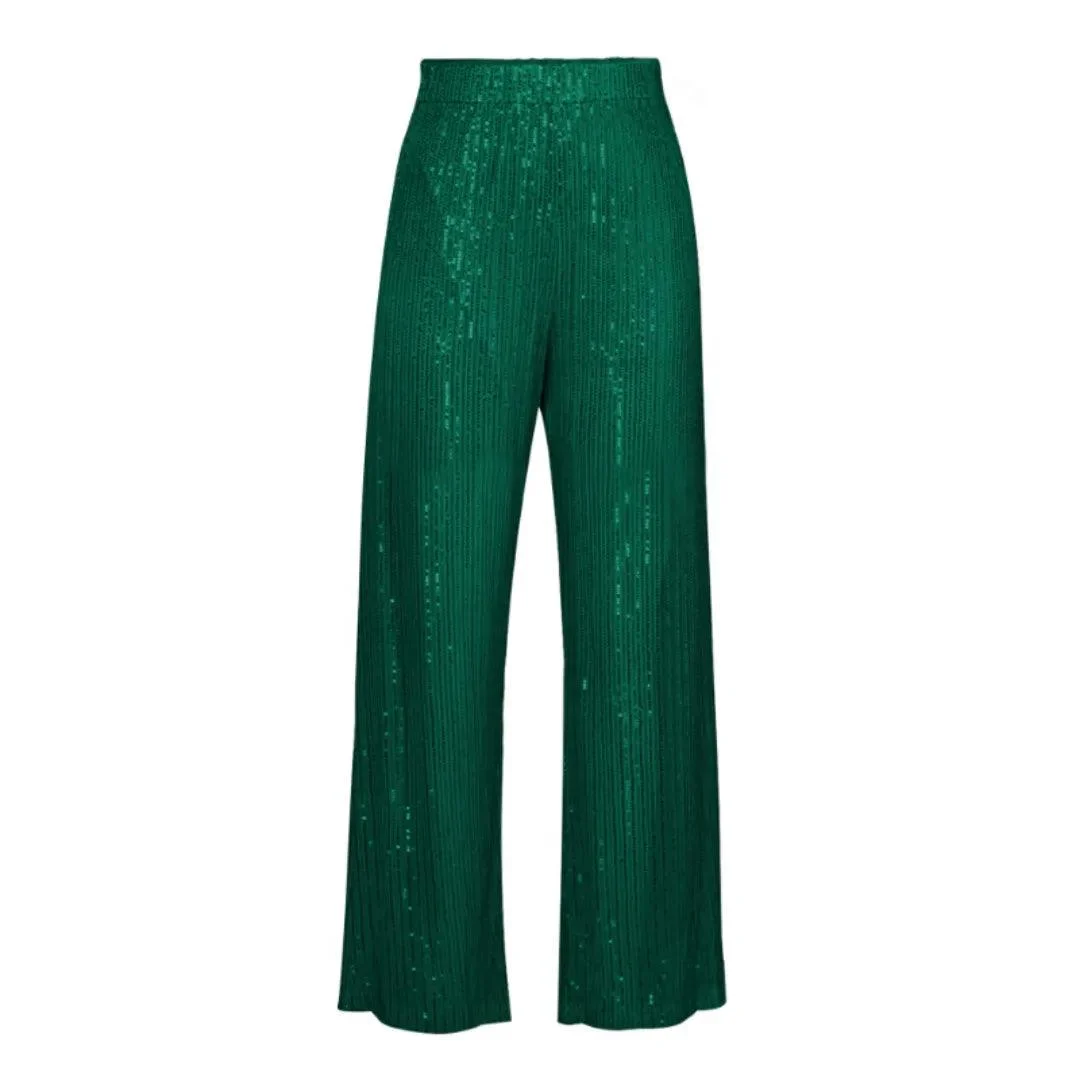 Shona Metallic Sequin Wide Leg Pants - Glova