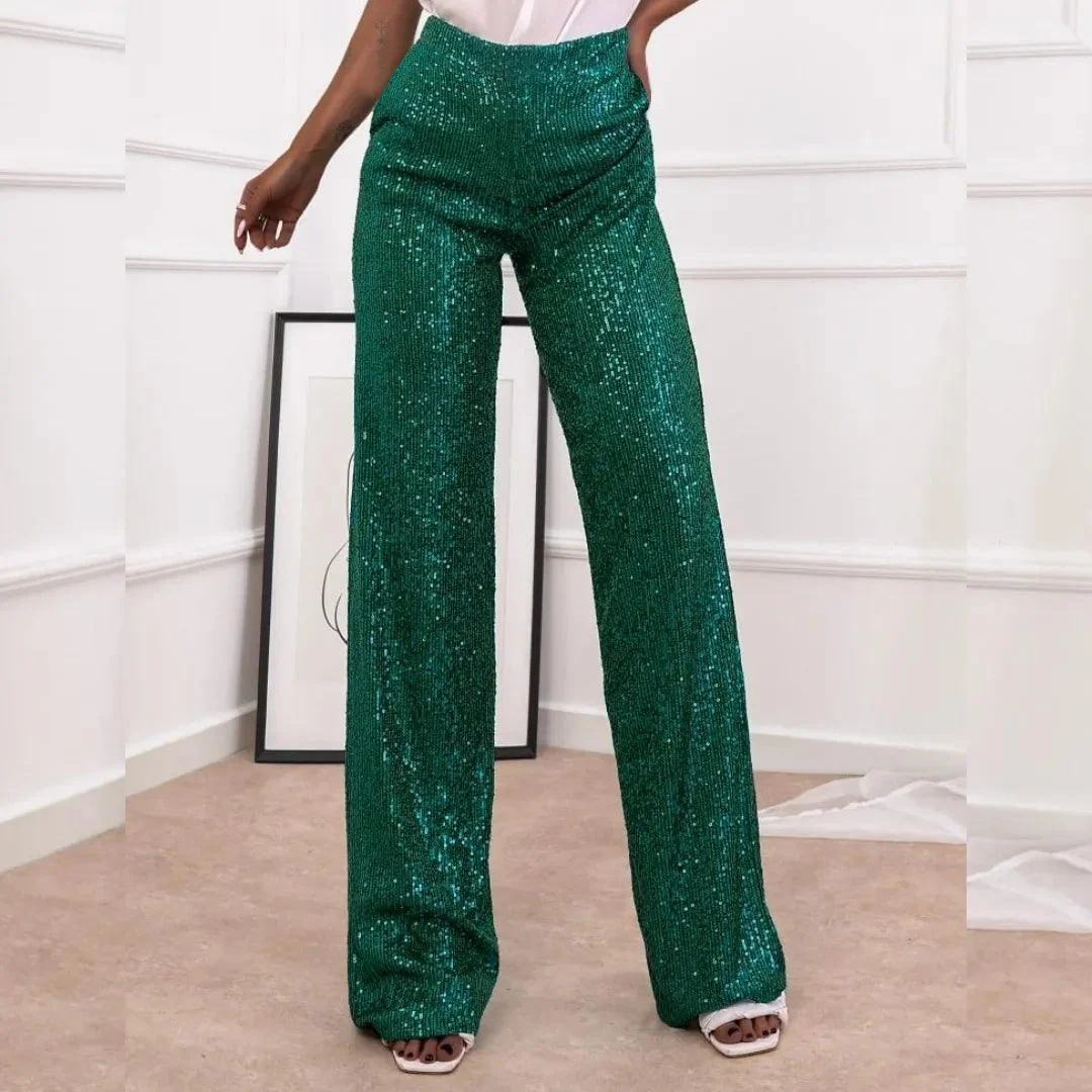 Shona Metallic Sequin Wide Leg Pants - Glova