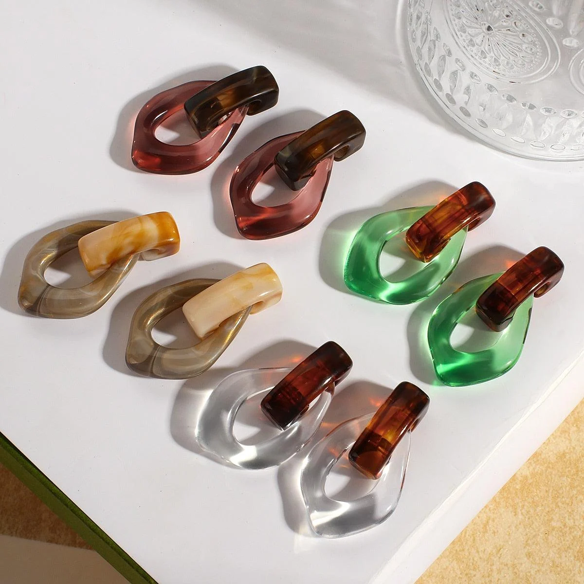 Sia Colorful Clear Resin Acrylic Water Drop Earrings - 6 Colors - Glova