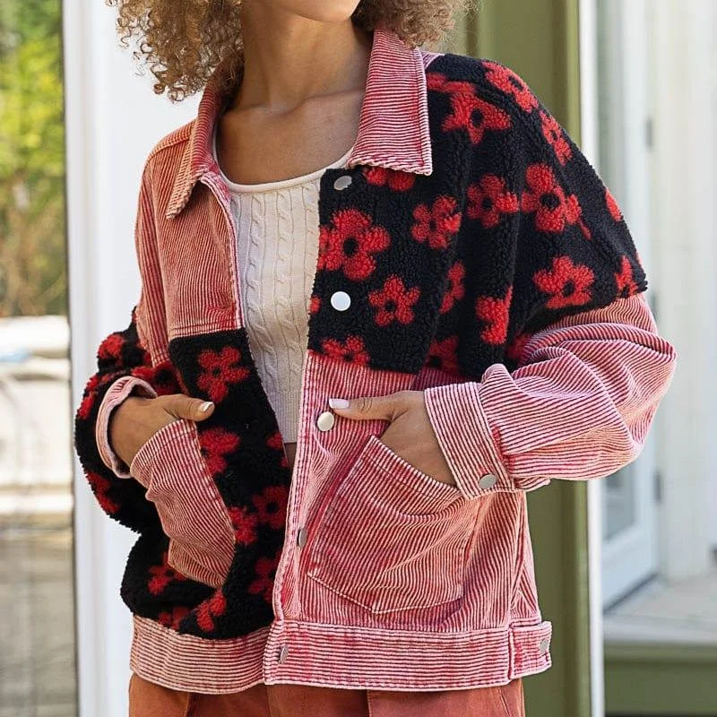 Siara Floral Patchwork Corduroy Jacket - Glova