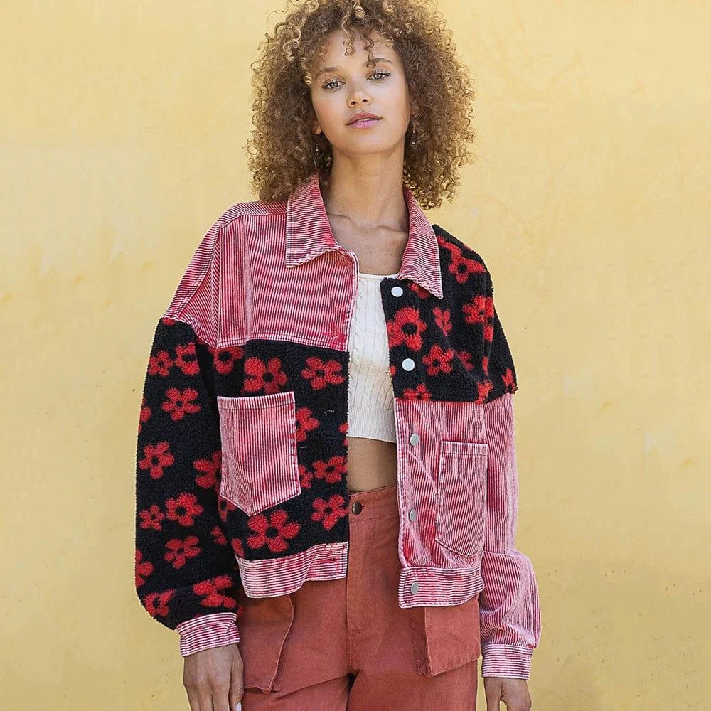 Siara Floral Patchwork Corduroy Jacket - Glova