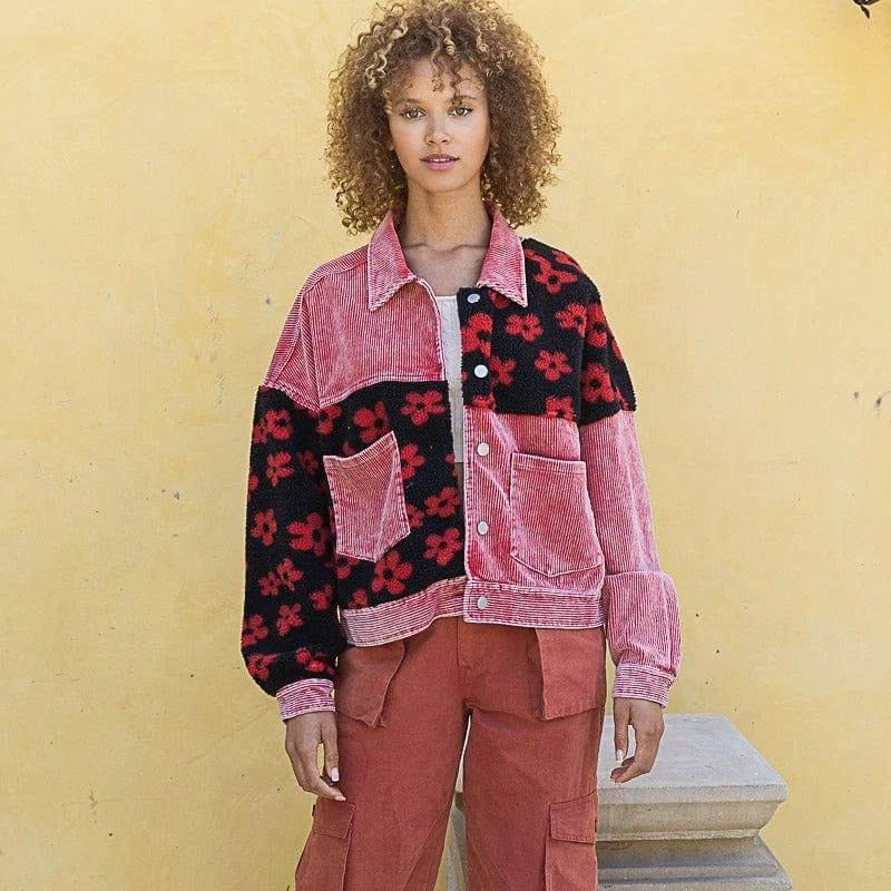 Siara Floral Patchwork Corduroy Jacket - Glova