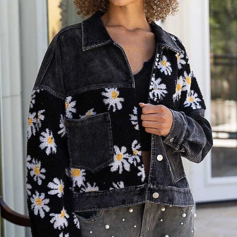 Siara Floral Patchwork Corduroy Jacket - Glova