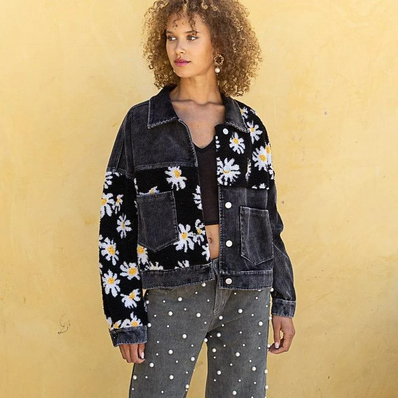 Siara Floral Patchwork Corduroy Jacket - Glova