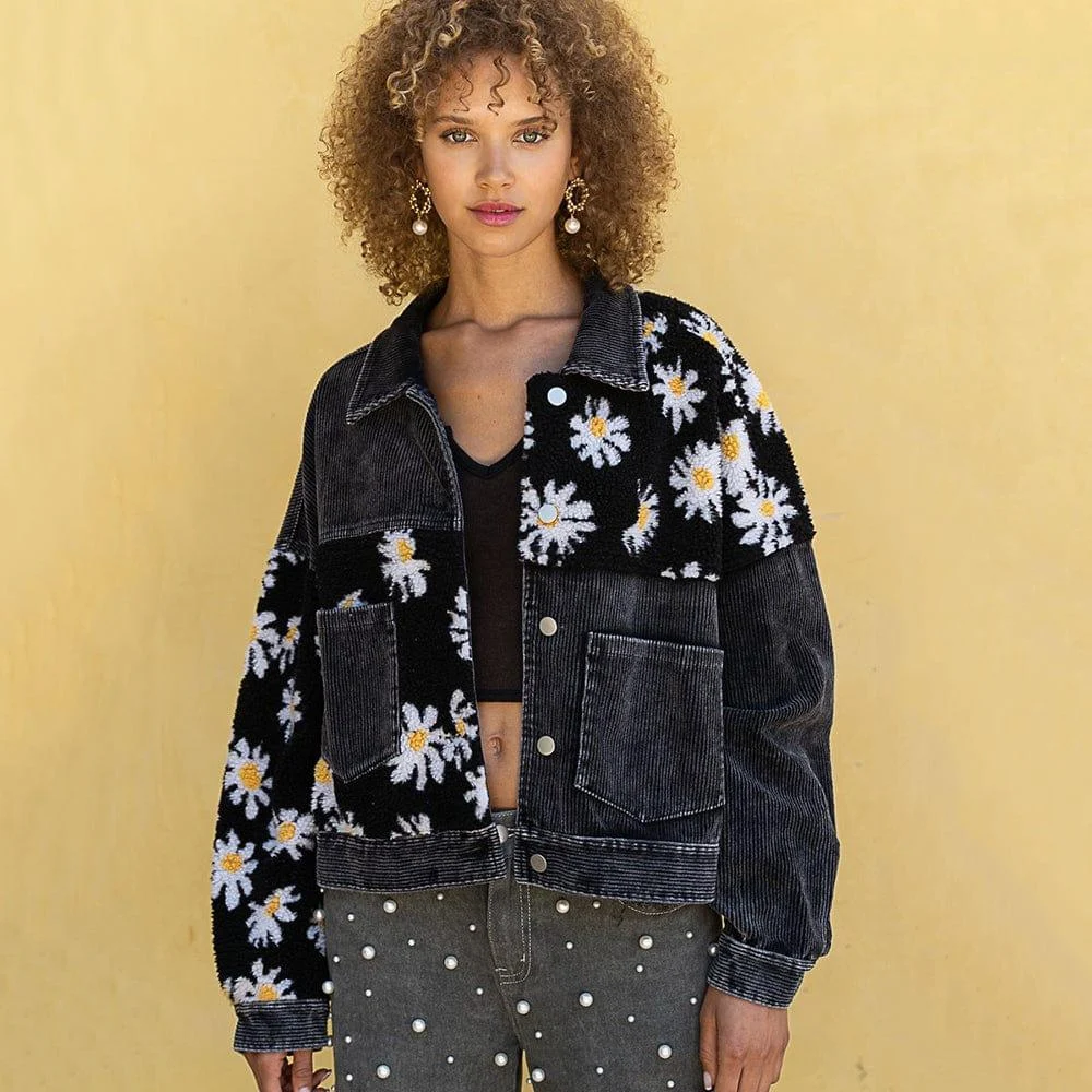 Siara Floral Patchwork Corduroy Jacket - Glova