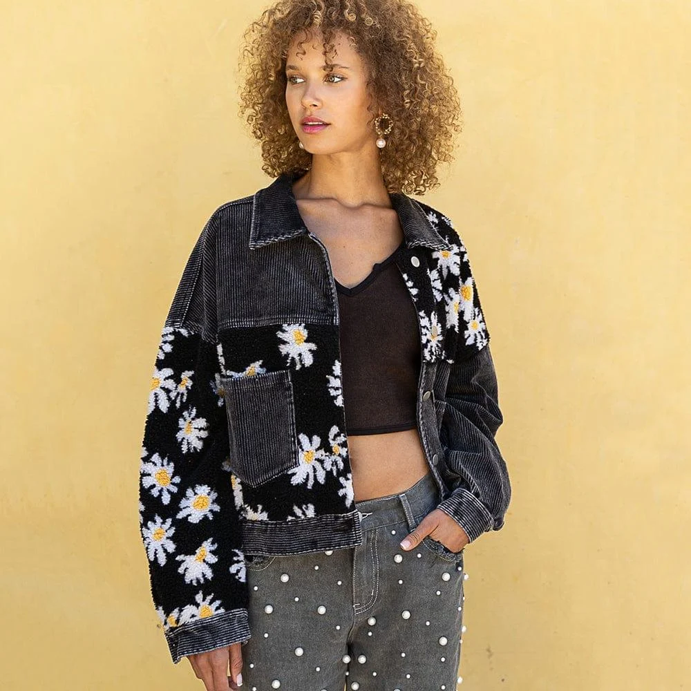 Siara Floral Patchwork Corduroy Jacket - Glova