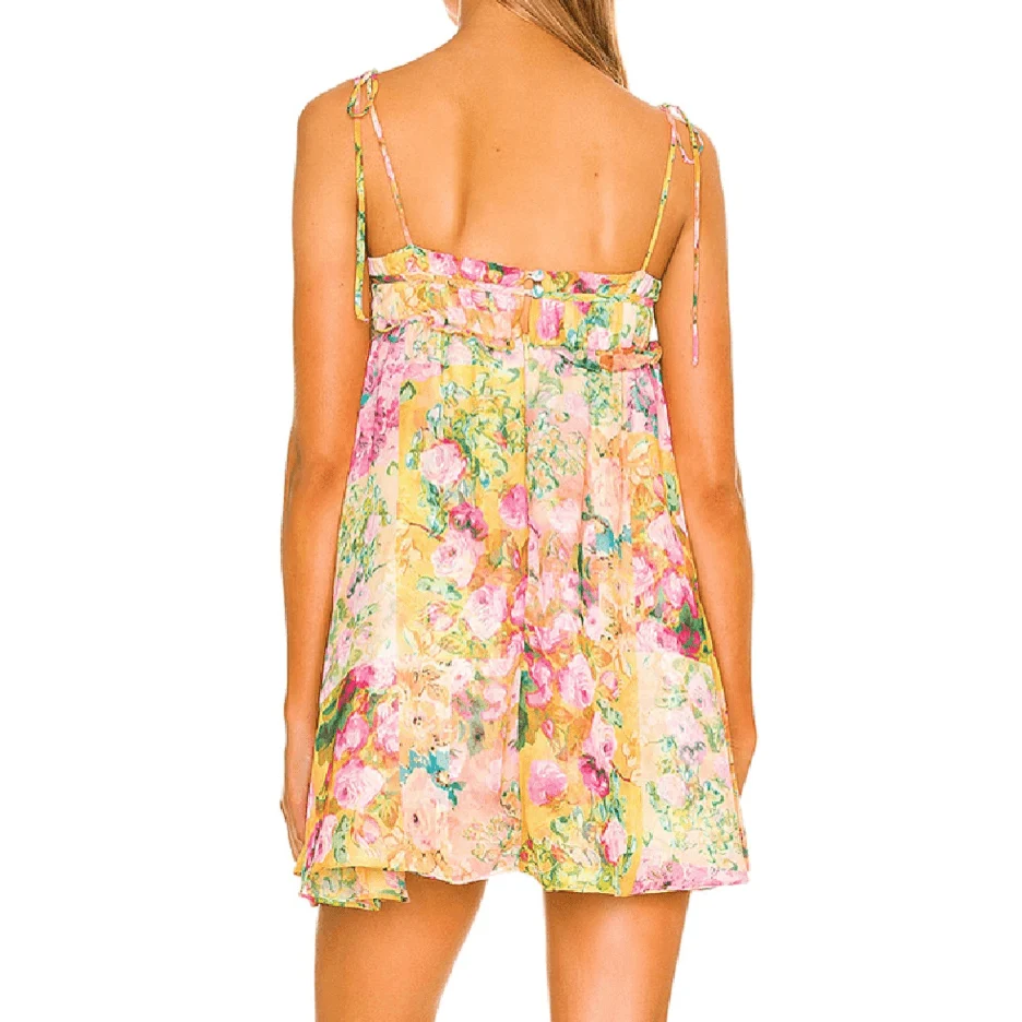 Sienna Floral Print Empire Spaghetti Strap Mini Dress - Glova