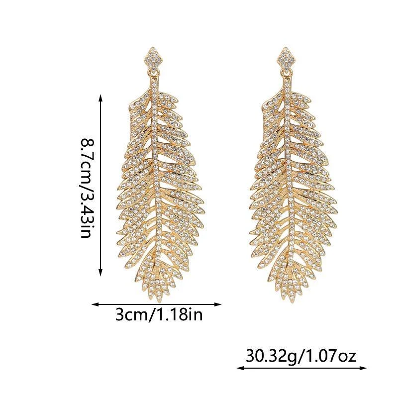 Signe Crystal Feather Earrings - Glova