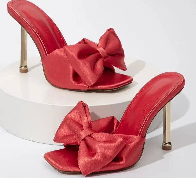 Silk Butterfly-knot Square toe Pump Shoes - Glova