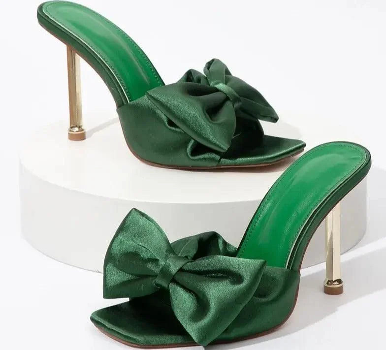 Silk Butterfly-knot Square toe Pump Shoes - Glova