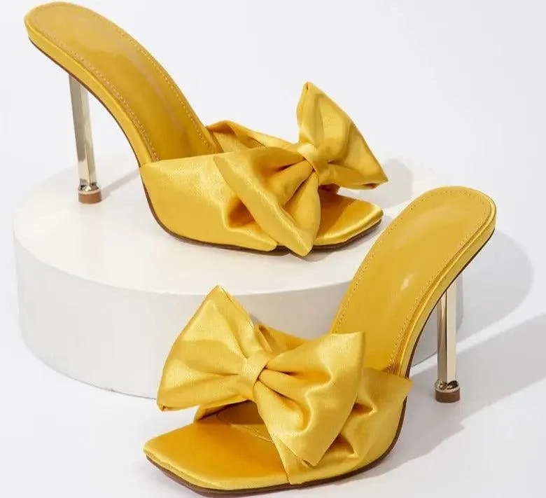 Silk Butterfly-knot Square toe Pump Shoes - Glova