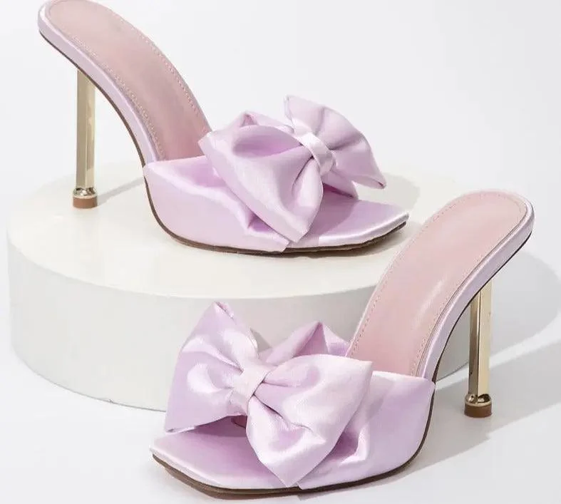 Silk Butterfly-knot Square toe Pump Shoes - Glova