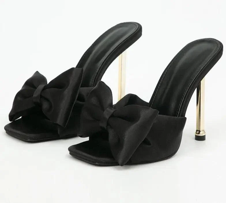 Silk Butterfly-knot Square toe Pump Shoes - Glova