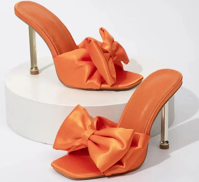 Silk Butterfly-knot Square toe Pump Shoes - Glova