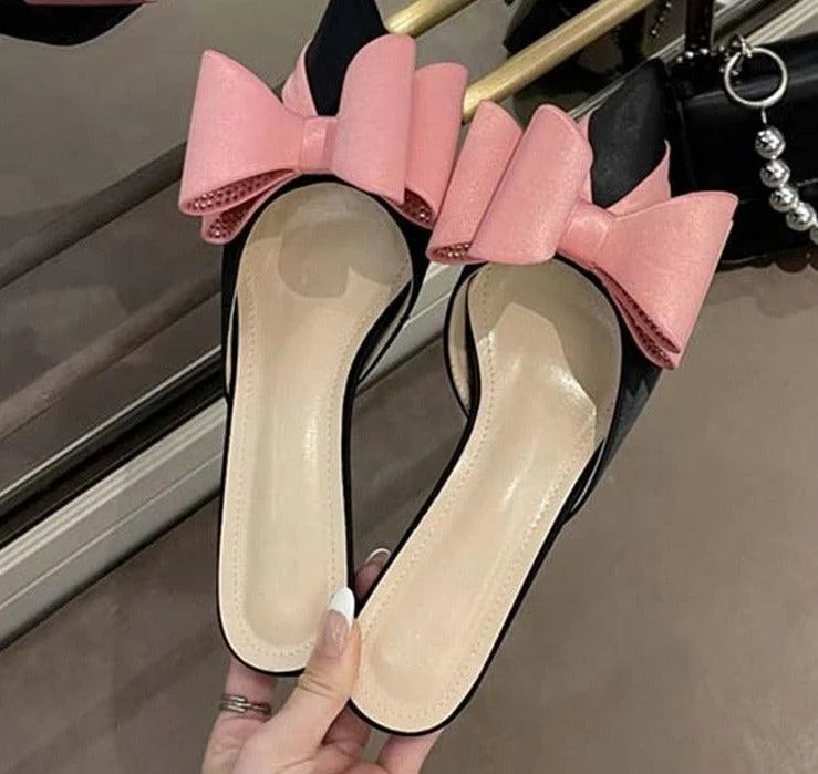 Silk Satin Pointed Toe Butterfly-knot Low High Pump Shoes - Glova