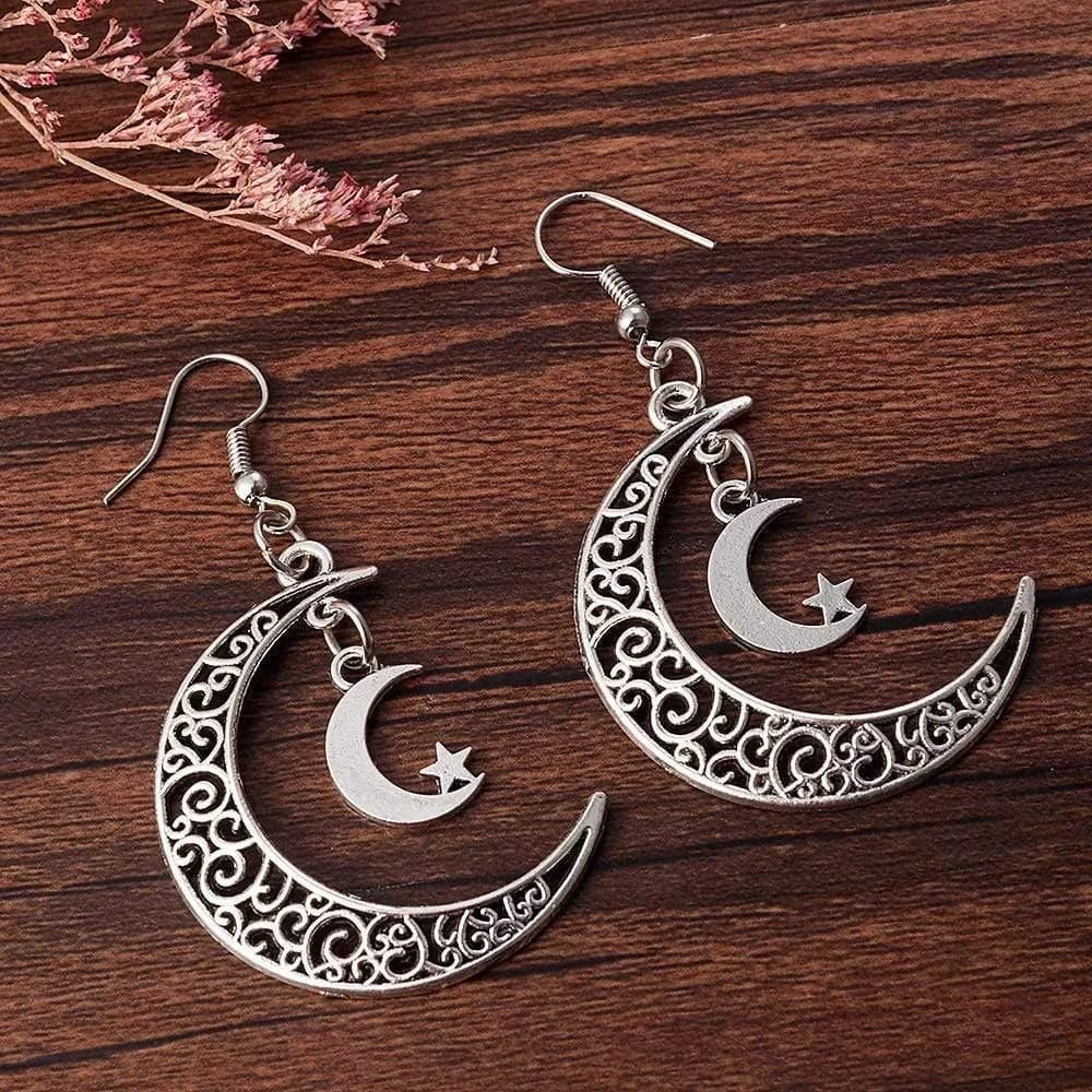 Silver Crescent Moon Earrings - Glova