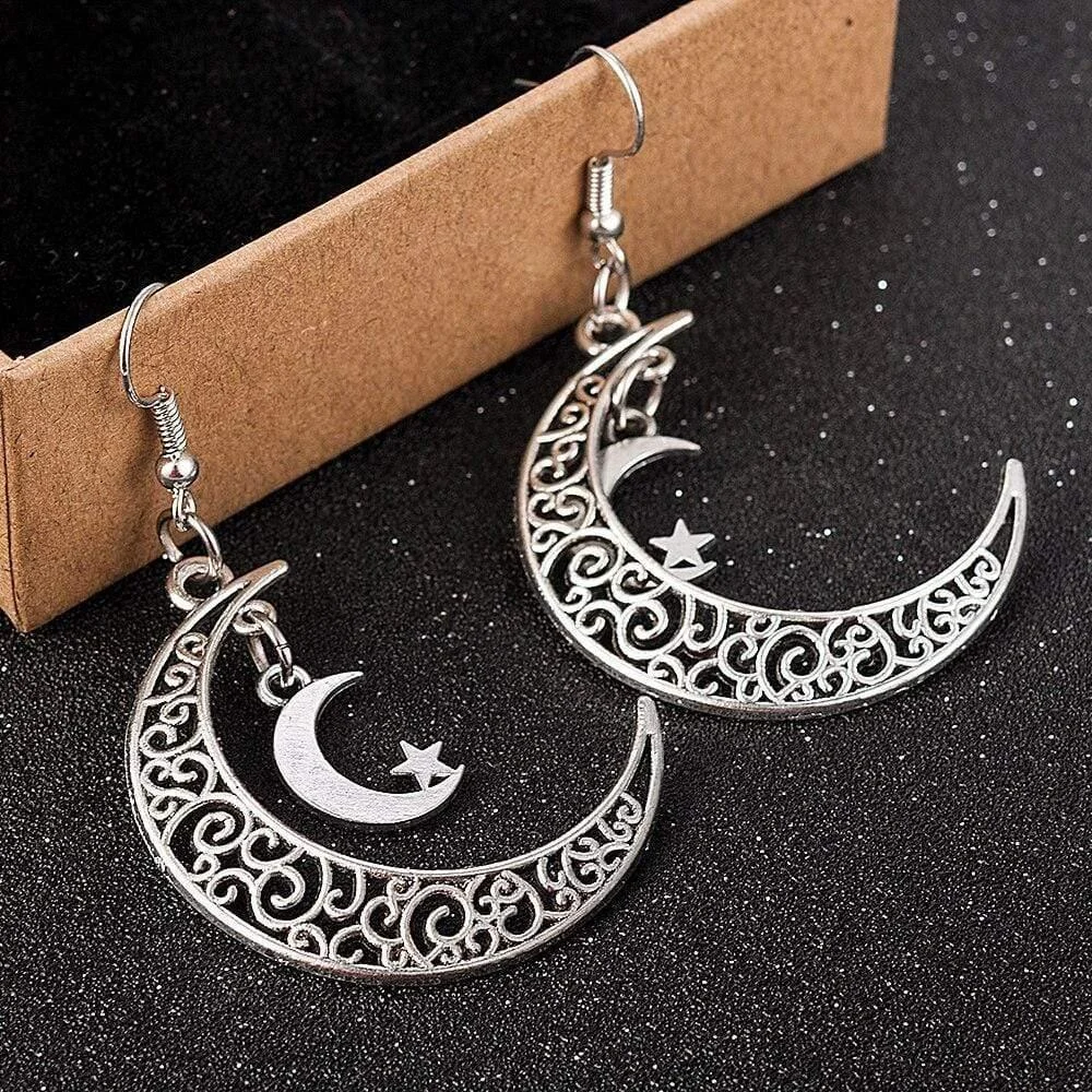 Silver Crescent Moon Earrings - Glova