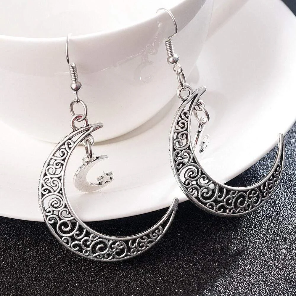 Silver Crescent Moon Earrings - Glova