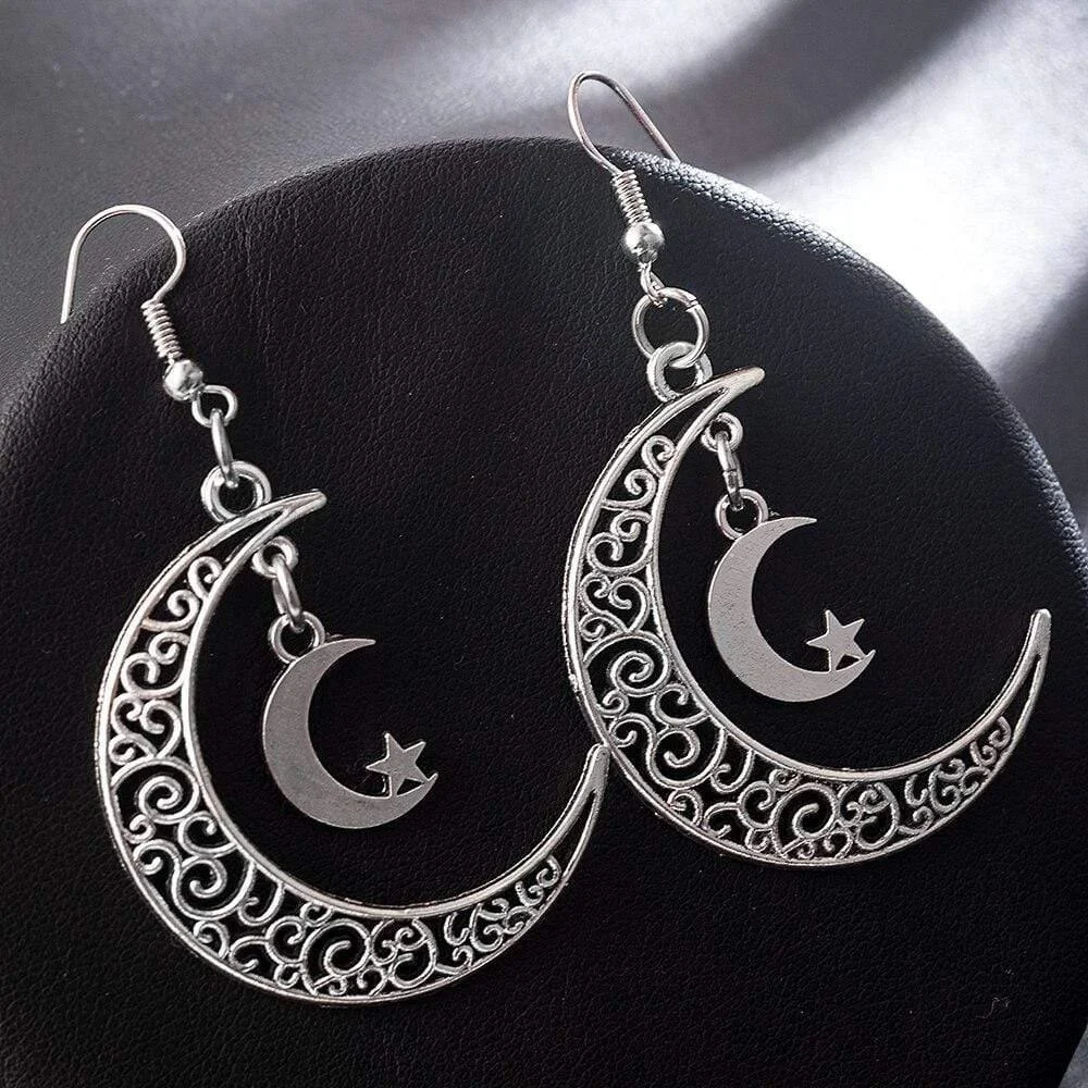 Silver Crescent Moon Earrings - Glova