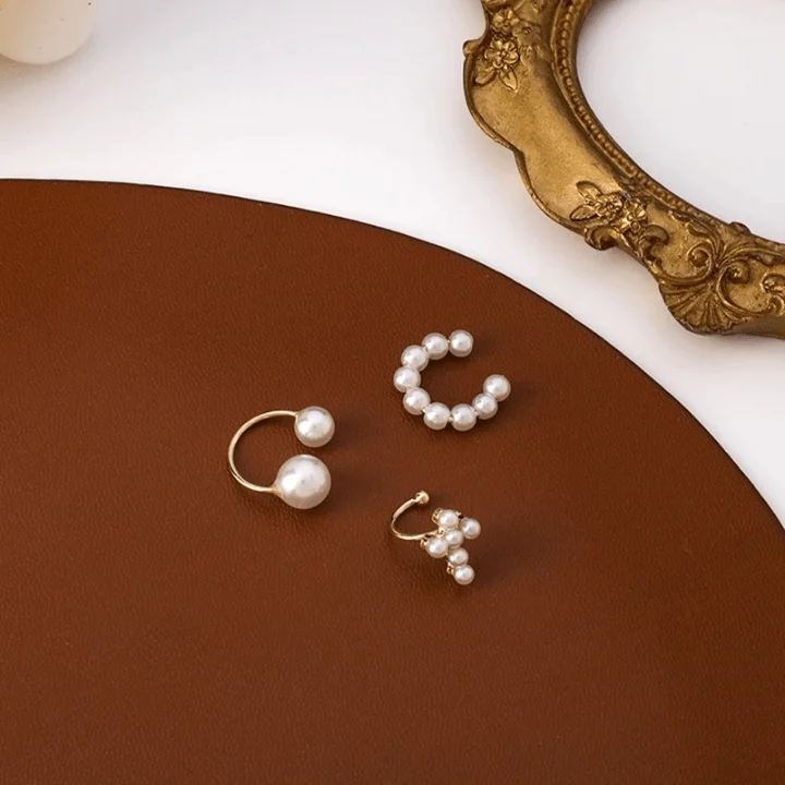 Single Pearl Link Ear Clip Earrings - Glova