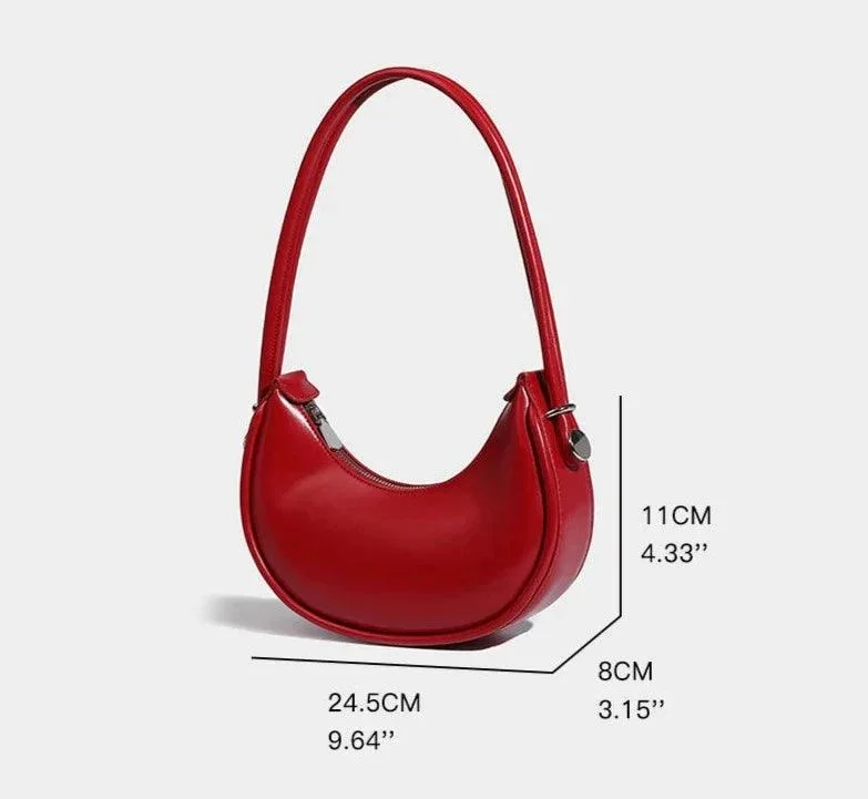 Small Cell Phone Vegan Leather Half Moon Underarm Shoulder Handbag - Glova