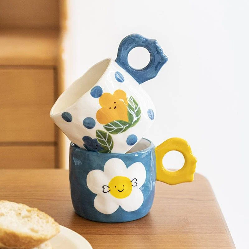 Smiley Flowers Ceramic Mug - Glova