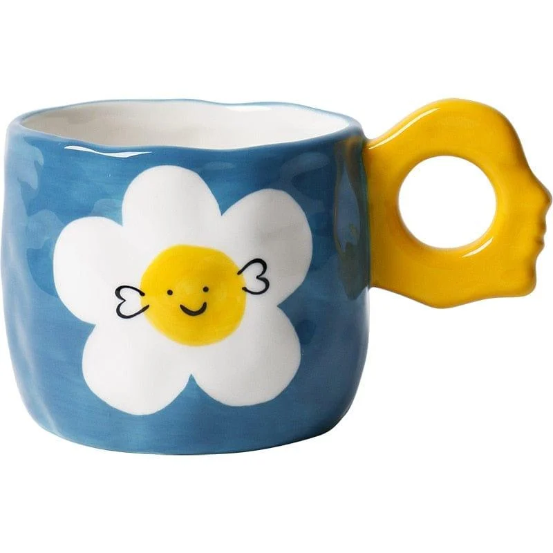 Smiley Flowers Ceramic Mug - Glova