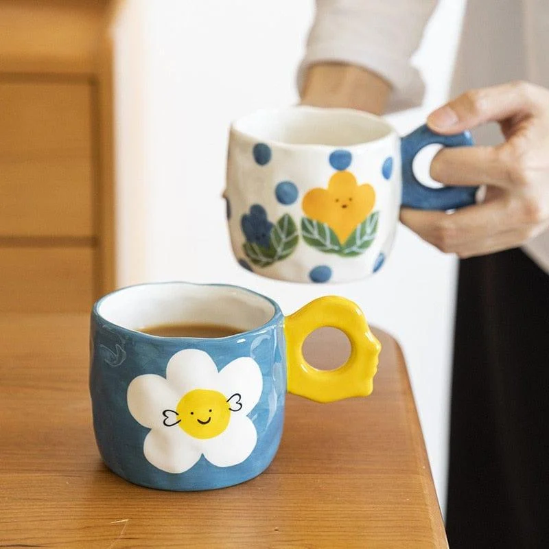 Smiley Flowers Ceramic Mug - Glova