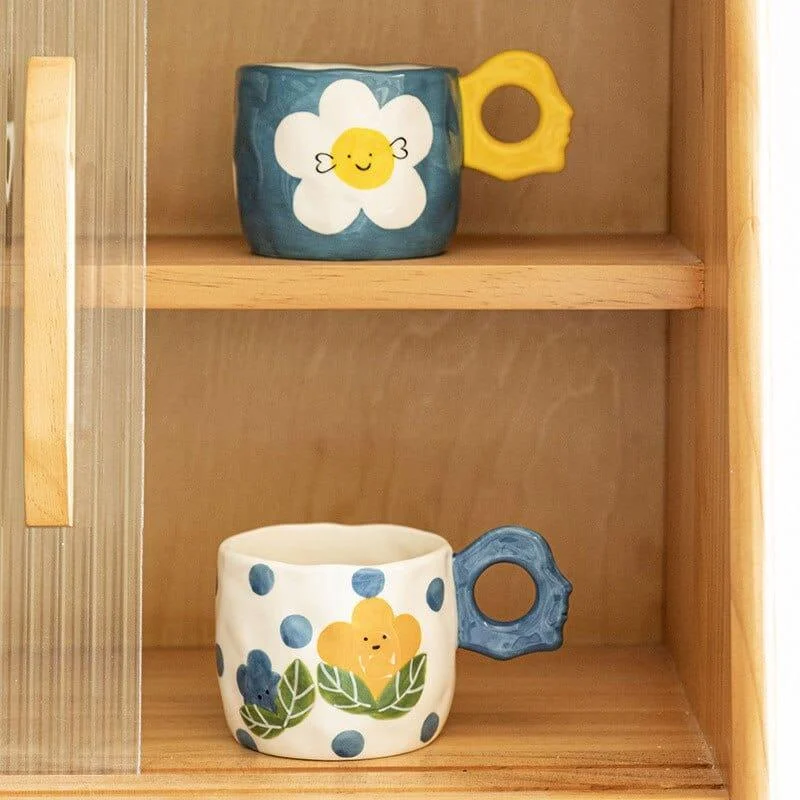 Smiley Flowers Ceramic Mug - Glova